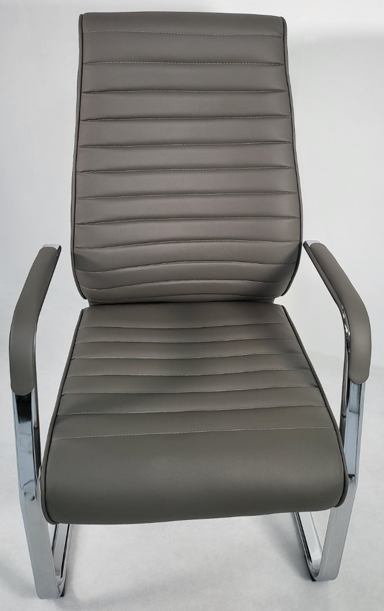 Modern Executive Grey Leather Cantilever Visitors Chair - 908B